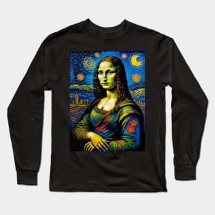 Mona Lisa in Gogh version Long Sleeve T-Shirt